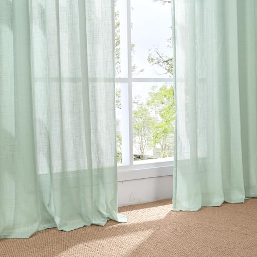 Light Green Curtains 84 Inches Long 2 Panels Set (Sage Green / 52"W x 84"L (Pack of 2))
