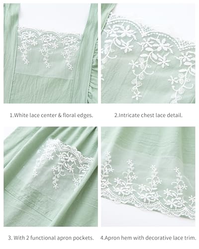 Vintage Aprons for Women (Light Green)