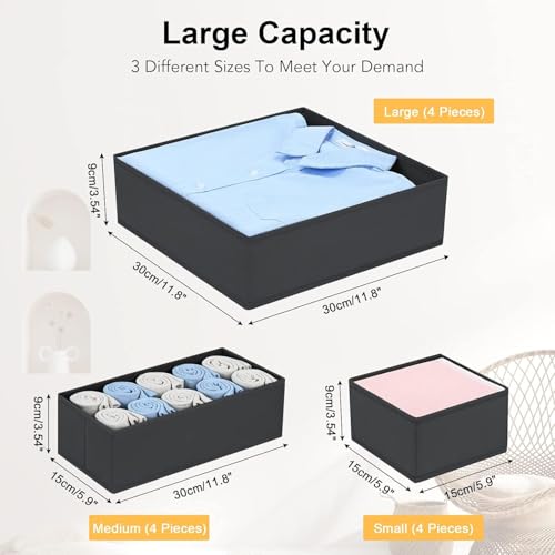 Drawer Organizer Clothes 6 Pack (Black / 6 Pack)