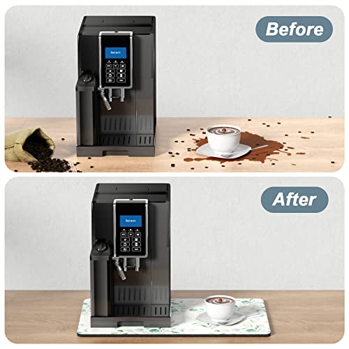 Coffee Mat 12" x 19" Cute Minimalism Design Coffee Bar Mats for Espresso Machine Station Accessories and Organizer (Minimalism Leaves / 12" x 19")
