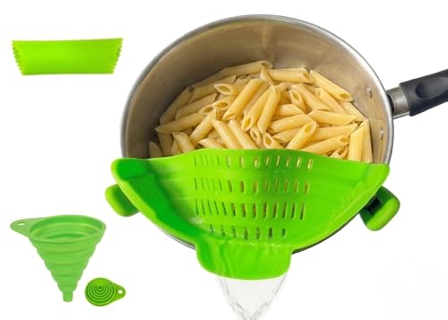 Clip On Strainer Silicone for Pots and Pans (Lime Green)