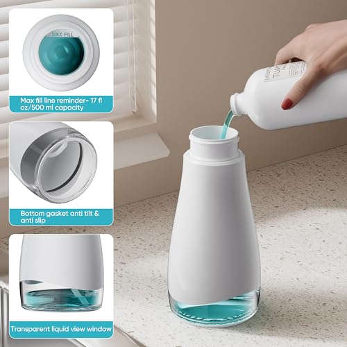 500 mL 17fl.oz Stainless Steel Liquid Soap Dispenser for Dish and Hand Soap (White)