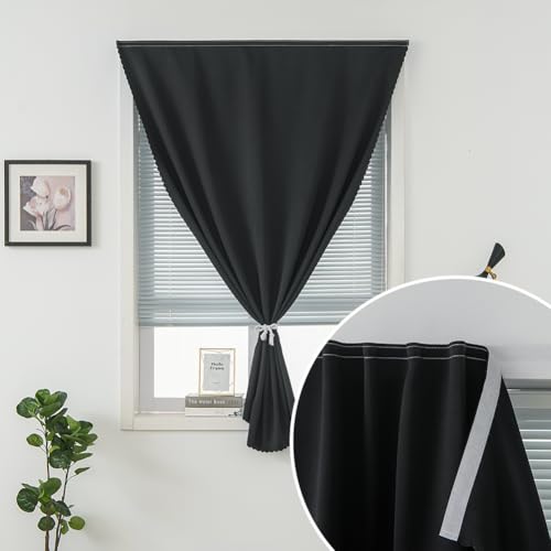 Adhesive Blackout Curtains (35"W x 79"L (Pack of 1) / Black)