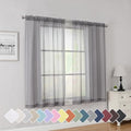 Rod Pocket Top Solid Voile Sheer Curtains for Bedroom (Charcoal Grey / 42"W x 54"L (Pack of 2))