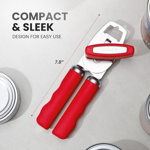 Manual Can Opener Heavy Duty Patented Stainless Steel (Cherry Red / Comfy Grip)