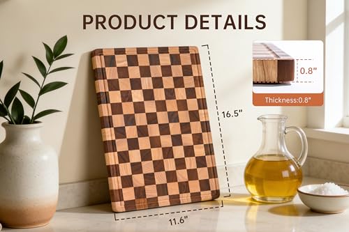 Checkered Cutting Boards for Kitchen (0.8" THICK / 16.5"L x 11.6"W)