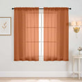 Orange Window Sheer Curtains 45 Inches Length (42"W x 45"L (Pack of 2) / Orange)