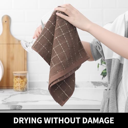 100% Cotton Terry Kitchen Towels (Brown / 13 X 28 - 4 Pack)