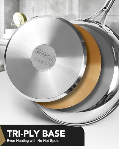 Stainless Steel Frying Pan Set with Lid (8-10-Inch)
