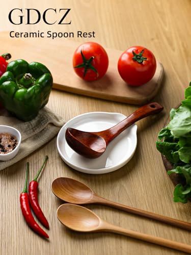 Ceramic Spoon Rest for Stove Top 5 Inches Large Spoon Holder for kitchen Counter (True White)