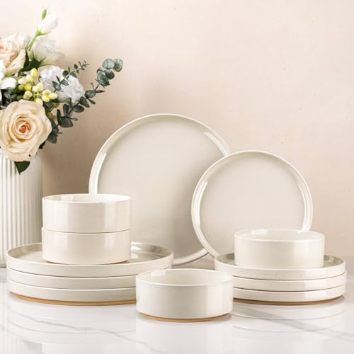 Stoneware Dinnerware Sets for 4 (Service for 4 / Modern-Beige)