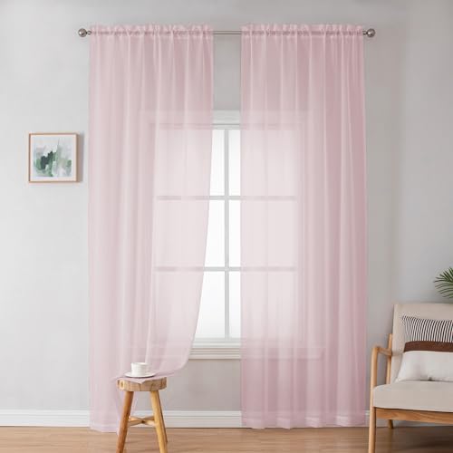 Sheer Curtain 72 Inches Long 2 Panels Set (Blush / 42"W x 72"L (Pack of 2))