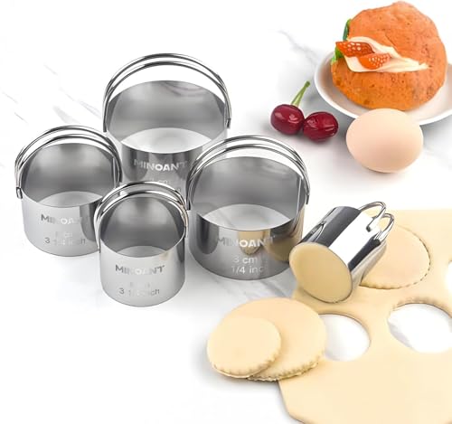 Round Cookie Cutters with Handle (5 Pieces silver)