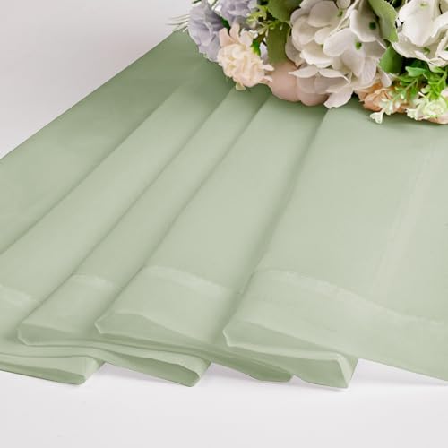 Sheer Curtains 63 inch Length 2 Panels Set (Light Green / 42"W x 63"L (Pack of 2))