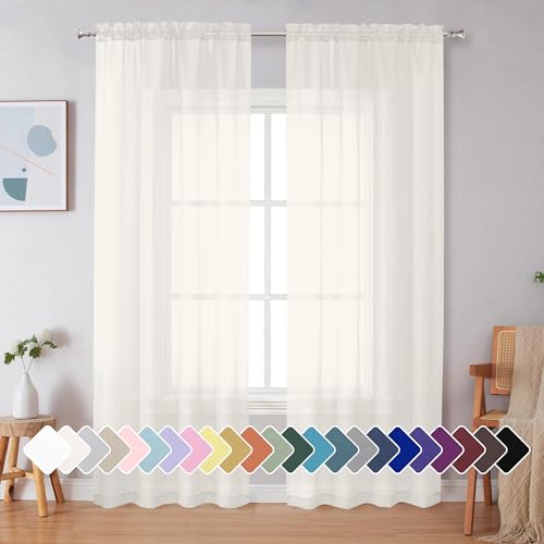 Ivory Sheer Curtains 90 Inches Long (Ivory / 42"W x 90"L (Pack of 2))