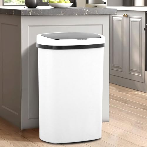 13 Gallon 50 L Kitchen Trash Can with Lid (White / 3 Trash Can)
