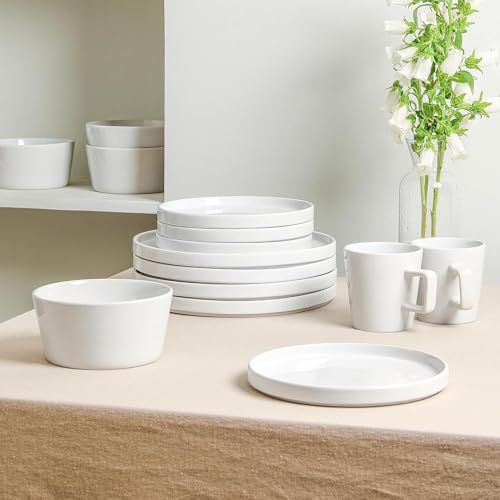 Celina Modern Stoneware 16 (Dinnerware Set / Service For 4 / White Glossy)