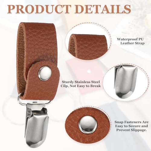 4 Pcs Towel Ring Holder with Clip (Brown)