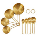 Golden 304 Stainless Steel Measuring Cups and Spoons Set (Shiny Gold / Set of 8)