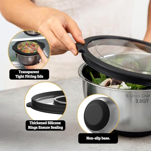 Mixing Bowls with Lids Set (Black)