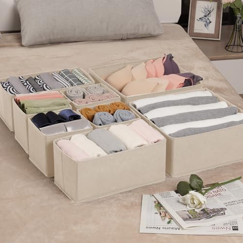 Drawer Organizer Clothes (Beige / 16 Pack)