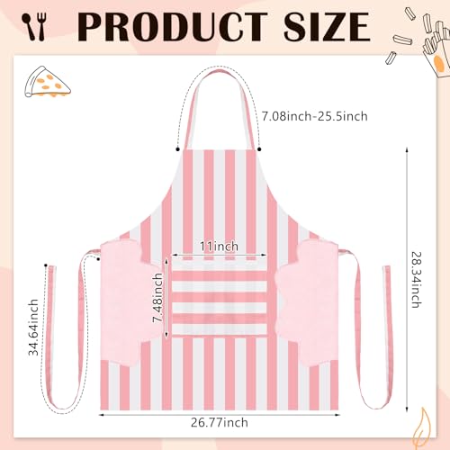 Kitchen Aprons with Pockets for Women Men (Pink)