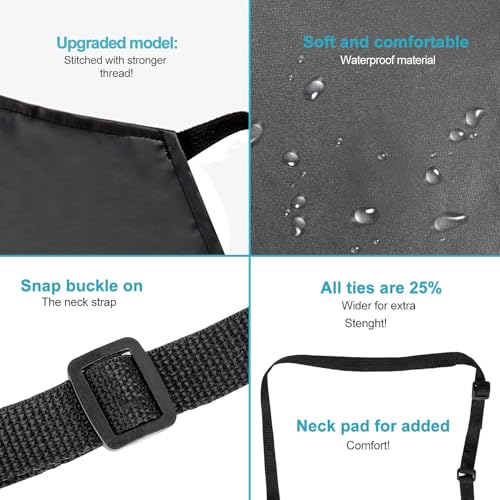Waterproof Rubber Apron Adjustable Dishwasher Apron (2 Pack / Black)