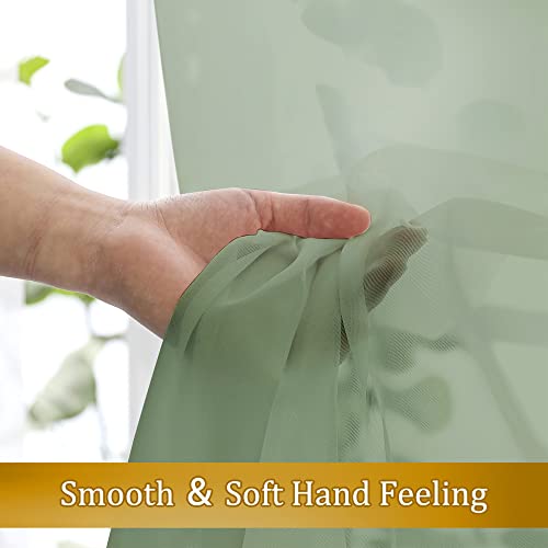 Sage Green Curtains Sheer (40"W x 54"L (Pack of 2) / Sage Green)