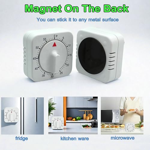 Square 60 Minute Mechanical Kitchen Timer (2 Pack)