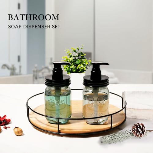 Plastic Mason Jar Soap Dispenser with Pump Lid 16OZ (Black Jar + Black Pump)