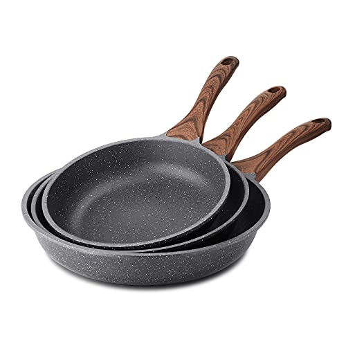 Nonstick Frying Pans (Gray / 9.5+11+12.5 Inch)