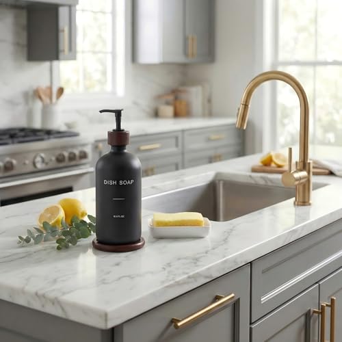 Glass Dish Soap Dispenser with Pump (Black D*1)