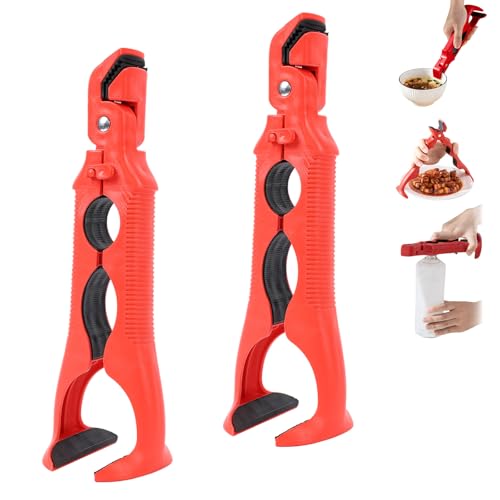 3-in-1 Hot Plate Gripper, Hot plate gripper,Non-Slip Anti-Scald Ironing Dish Clamp,for Hot Bowl Cozy Holder, Hot Plate Gripper Tongs (Red + Red) (Red + Red)