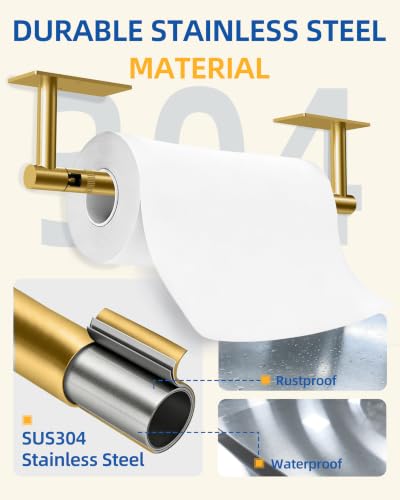 Paper Towel Holder Under Cabinet (Brushed Gold / Standard - Rectangle)