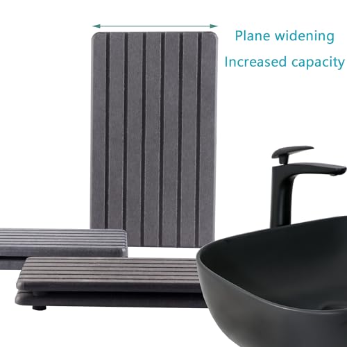 2 PCS Water Absorbent diatomite Coasters (9.5 x 5.5 inches / Dark Grey)