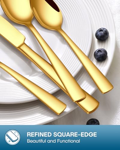20 Pcs Gold Silverware Set (Gold)