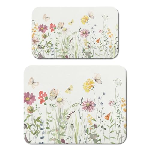 Dish Drying Mat 2 (Butterflies and Flowers / 2-Pack)