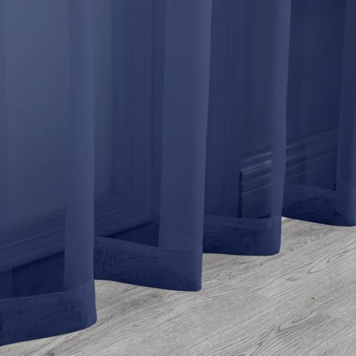 Sheer Royal Blue Curtains 90 inches Long 2 Panels (Royal Blue / 42"W x 90"L (Pack of 2))