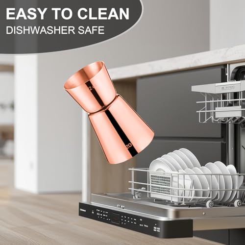 2 Double Cocktail Jigger for Bartending (Flat Edge-0.5oz/1oz-2PC / Rose Gold)