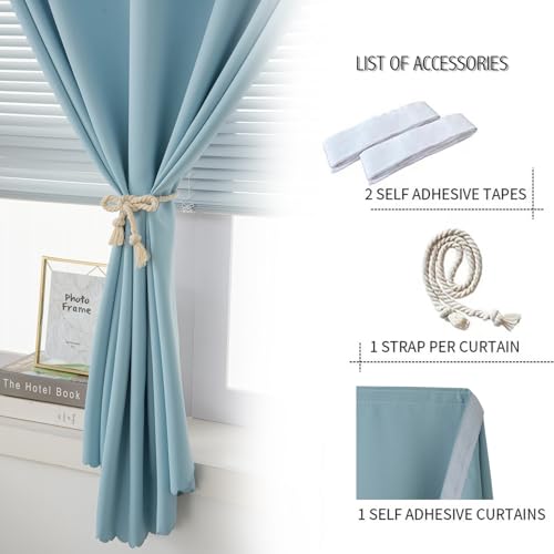 Self Adhesive Curtains (47"W x 59"L (Pack of 1) / Lake Blue)