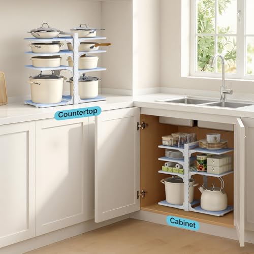 Pots and Pans Organizer under Cabinet (White)