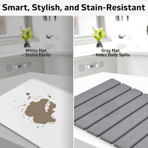 Large Stone Dish Drying Mats for Kitchen Counter (Gray / 24" x 16")