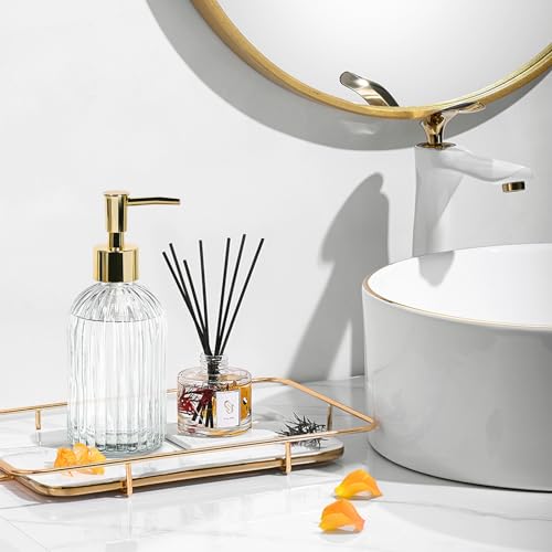14Oz Clear Glass Soap Dispenser with Plastic Pump (Clear)