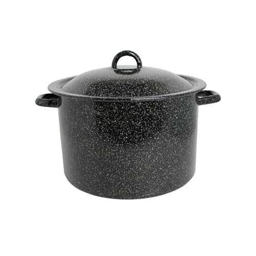 7.75 Qt Enamel Stock Pot for Canning (7.8 Quarts / Black)
