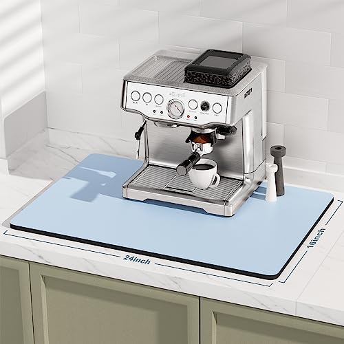 Coffee Mat 16" x 24" Coffee Bar Mats for Espresso Machine Station Accessories and Organizer (A-Sky Blue / 16" x 24")