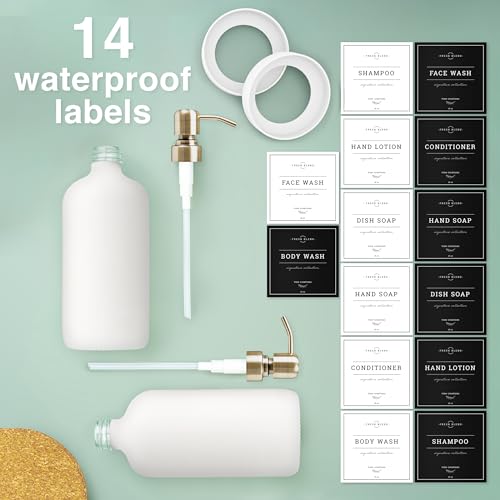 White Glass Soap Dispenser (Matte White Bottle / Brushed Brass Pump)