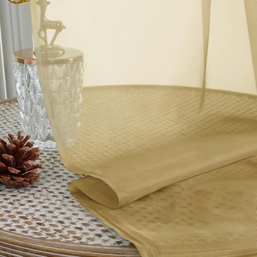 Gold Sheer Curtains for Bedroom Living Room 96 Inches Long 2 Panels (Gold / 59"W x 96"L (Pack of 2))