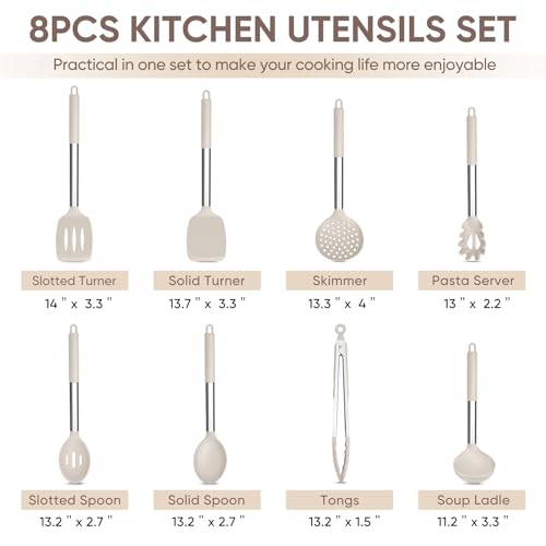 Kitchen Utensils Set of 8 (Khaki)