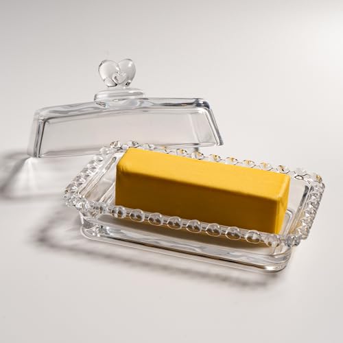 Glass Butter Dish with Heart Lid (heart shaped lid)