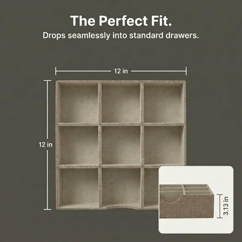 Brown 723 1 Deep 9 Section Drawer Organizer Box for Storage (Latte)
